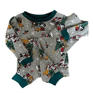 Disney 18 Month Mickey Minnie Mouse Holiday Pajama Set Long Sleeves Snug Fit